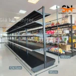 Kệ siêu thị 2 mặt lưới chữ A 5 tầng 124x90x180cm
