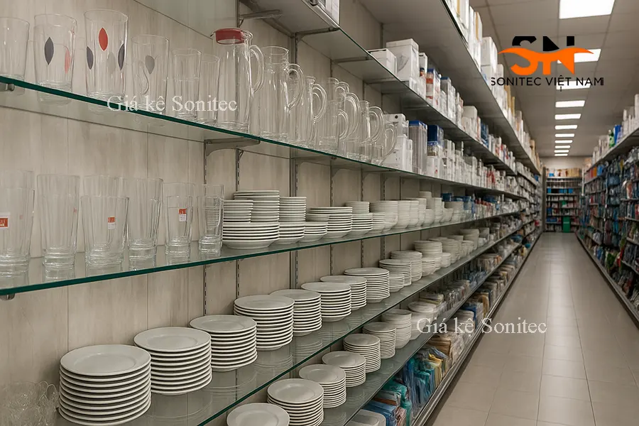 Kệ mặt kính cho siêu thị HN