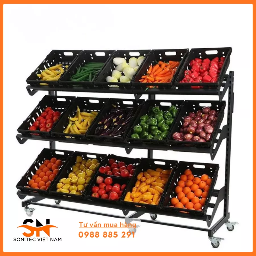 Kệ trái cây 3 tầng sắt chất lượng cao