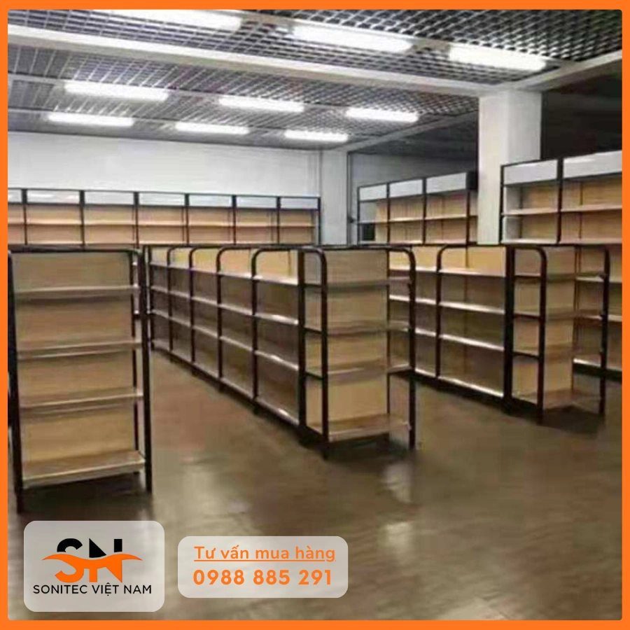 Quầy kệ một mặt, kệ trung tâm, kệ hai mặt