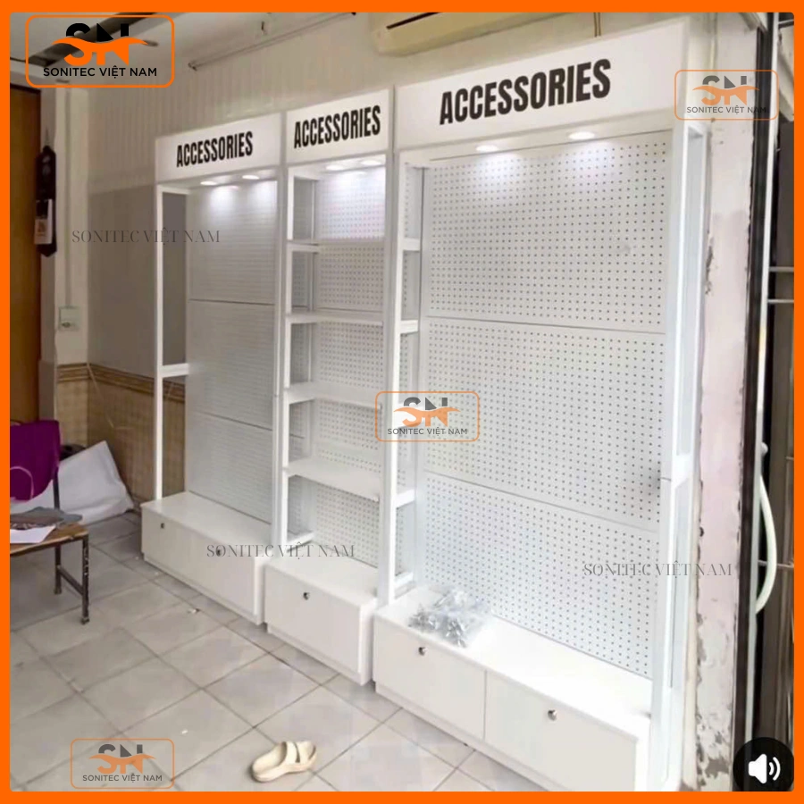 Các loại kệ tủ dùng cho shop bán phụ kiện