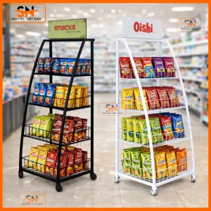 Kệ trưng bày bim bim, snack đẹp sạch và bền