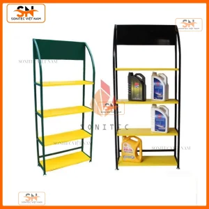 Kệ trưng bày sản phẩm dầu nhớt đẹp, bền