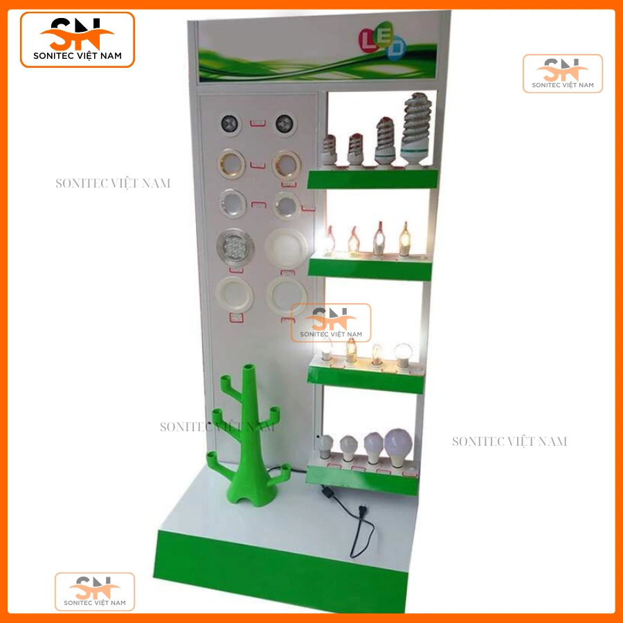 Thiết kế kệ trưng bày đèn LED hiện đại cho cửa hàng