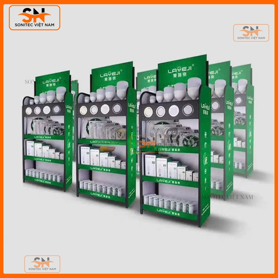 Thiết kế kệ trưng bày đèn LED phù hợp showroom điện