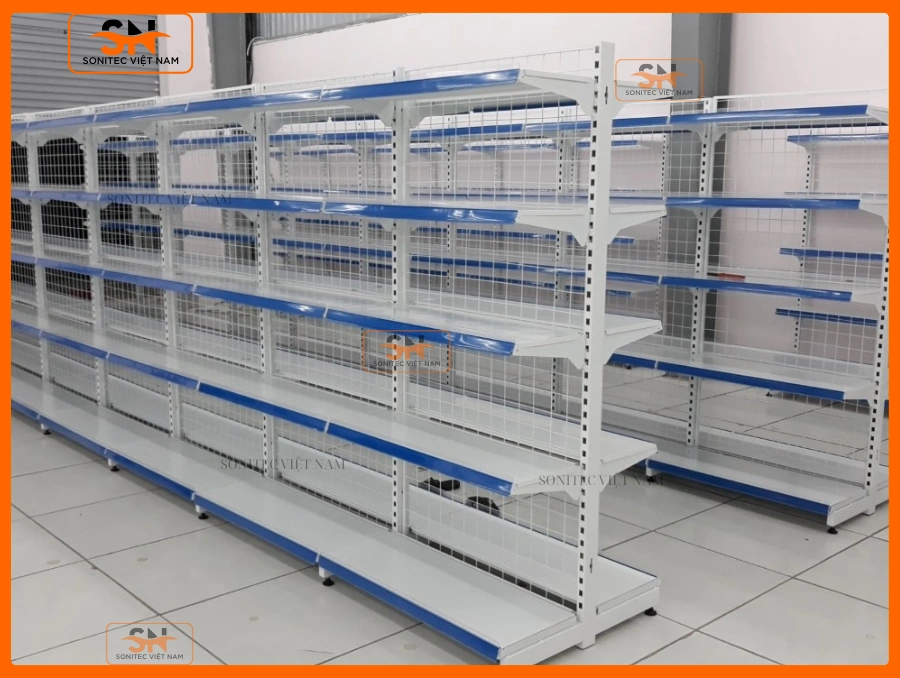 Không gian với kệ đôi siêu thị 120cmx150cm