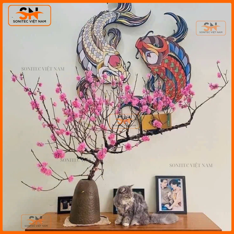 Trang trí cây đào ngày tết theo concept tối giản