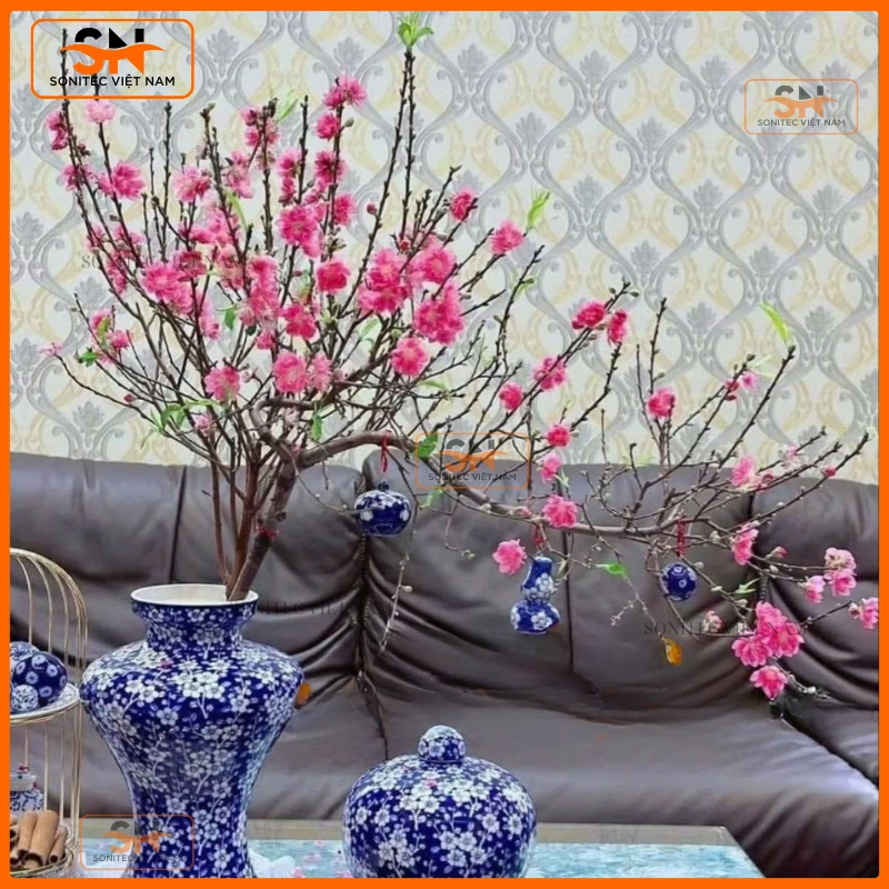 Trang trí cây đào ngày tết giúp shop thêm không khí xuân