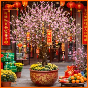Cách trang trí cây đào ngày Tết đẹp và sang cho các shop