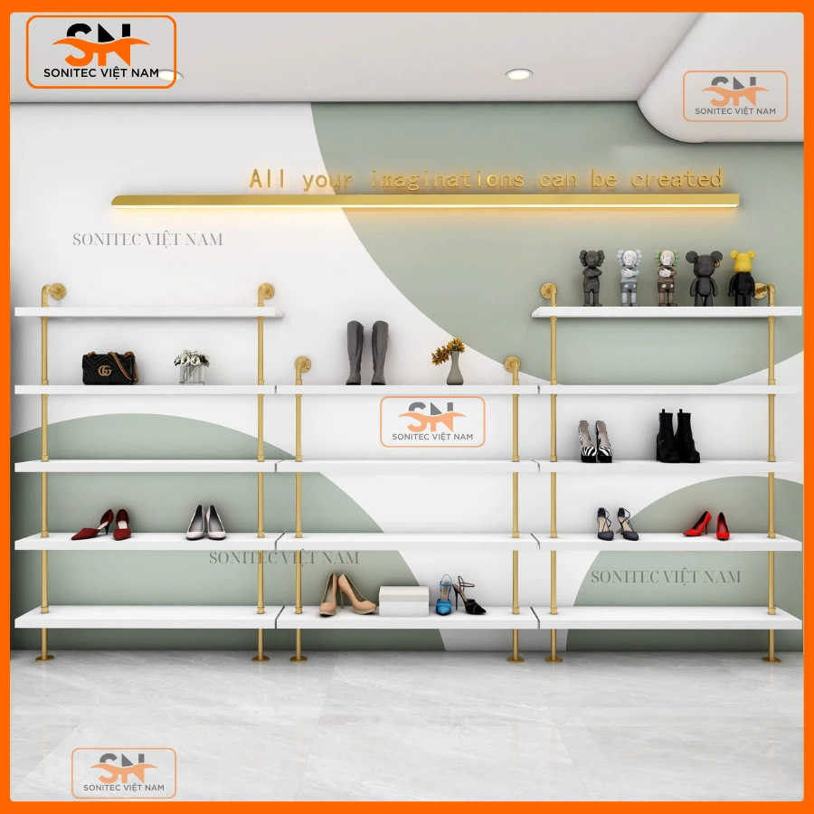 Kệ giày dép thiết kế đẹp cho shop