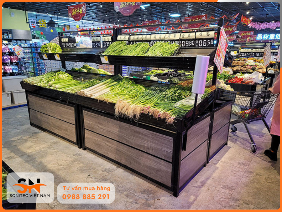 Kệ rau củ quả siêu thị trung tâm