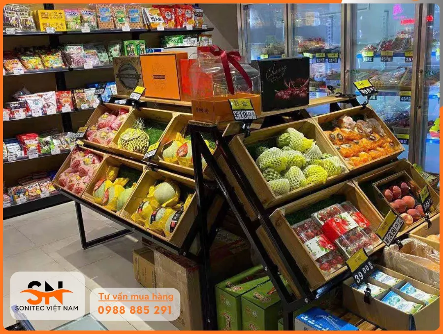 Kệ rau củ quả siêu thị thẩm mỹ 