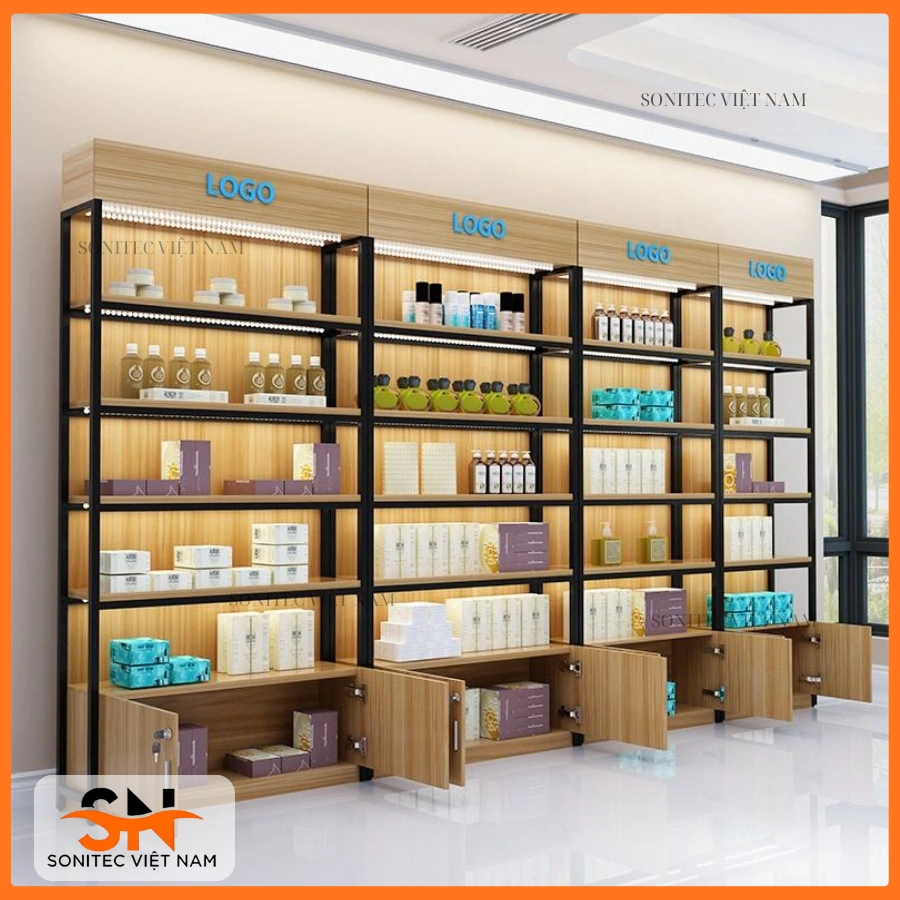 Kệ tầng shop mỹ phẩm
