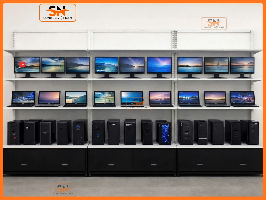 Mẫu kệ trưng bày laptop đẹp, nổi bật