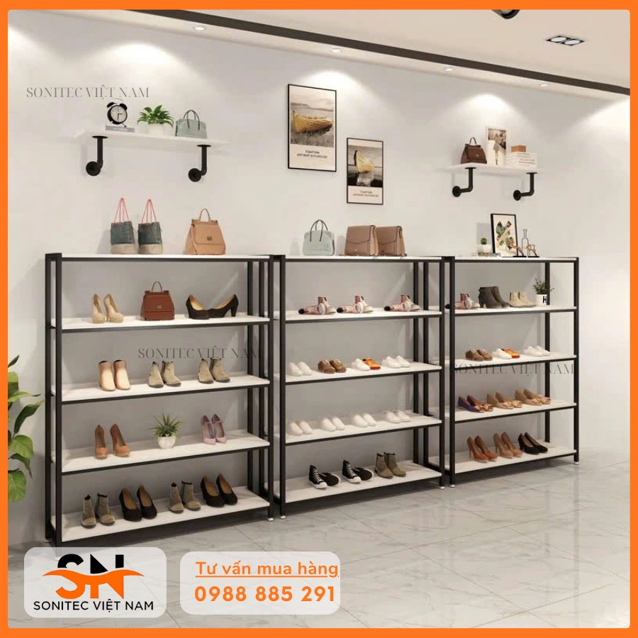 Thiết kế kệ giày dép cho shop linh hoạt lắp ghép