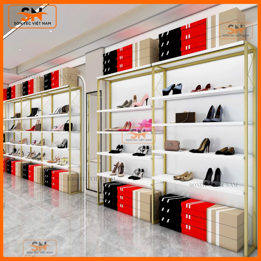 Thiết kế kệ giày dép cho shop giá rẻ