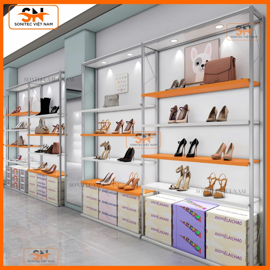 Thiết kế kệ giày dép cho shop giá tốt