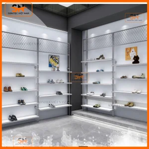 Cách thiết kế kệ giày dép cho shop đẹp, tiết kiệm chi phí