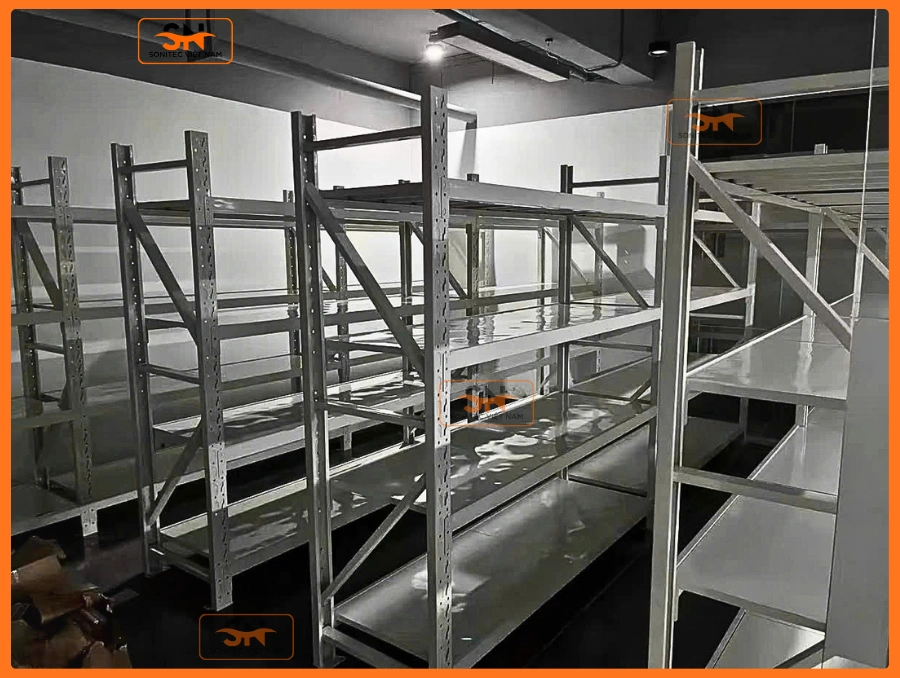 Kệ trung tải lắp ráp kho siêu thị