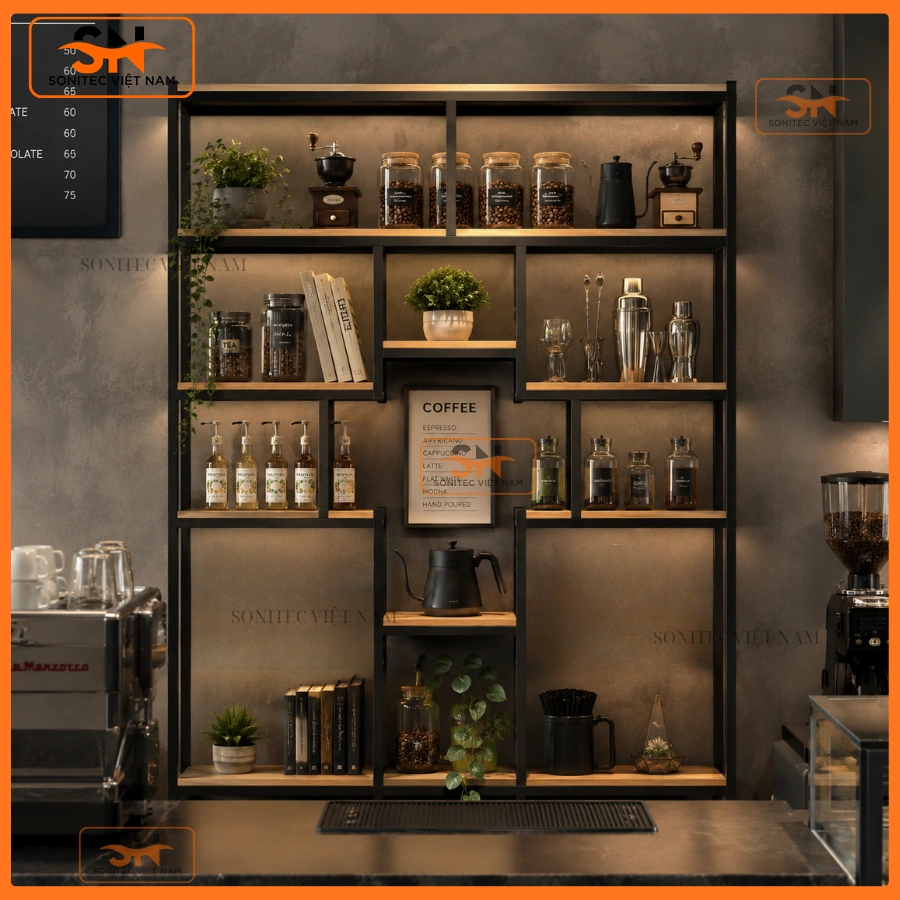 Sonitec - Địa chỉ bán giá kệ quán cafe đẹp, uy tín