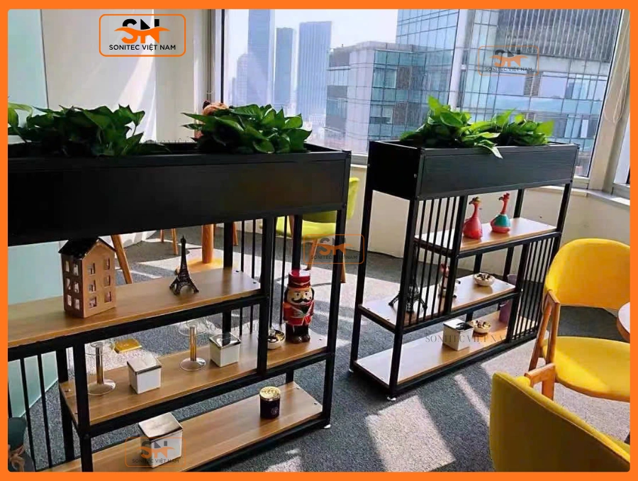 Trang trí kệ quán cafe thẩm mỹ