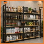 Ứng dụng kệ để nguyên liệu pha chế cafe