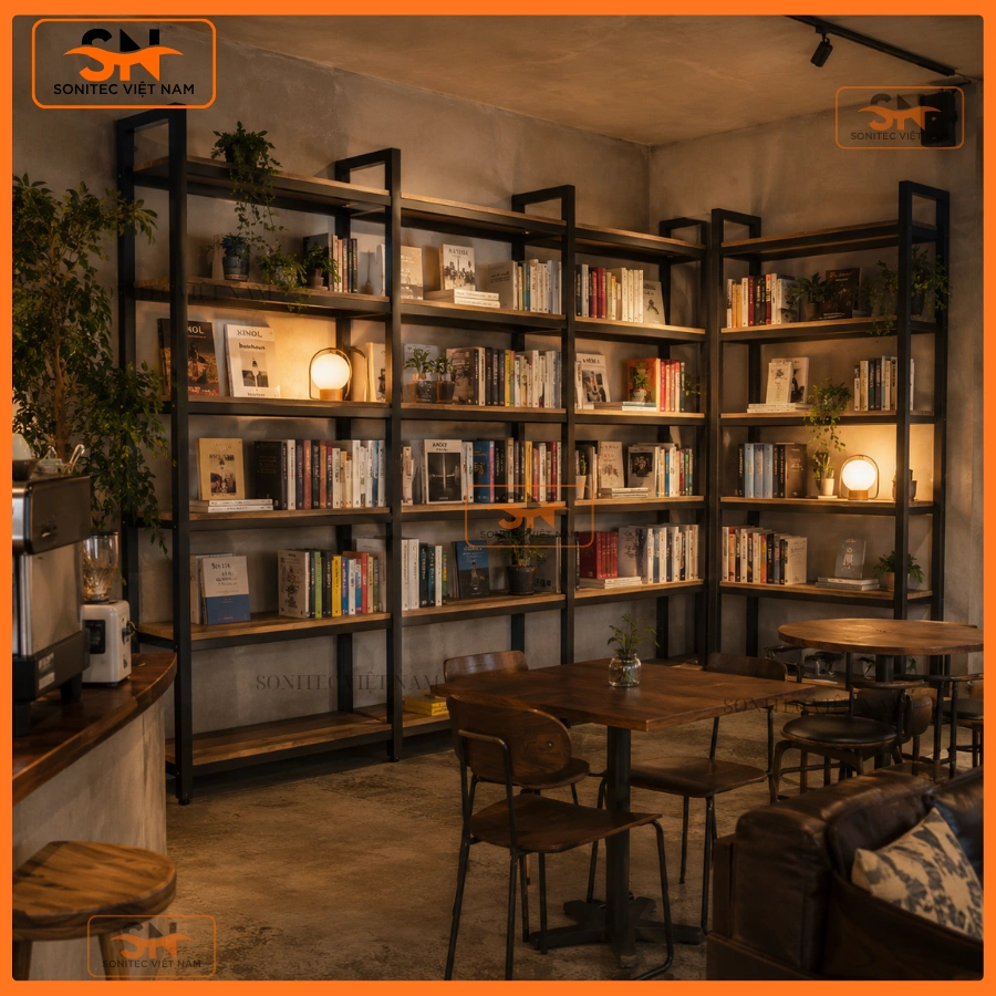 Giá kệ để sách cho quán cafe