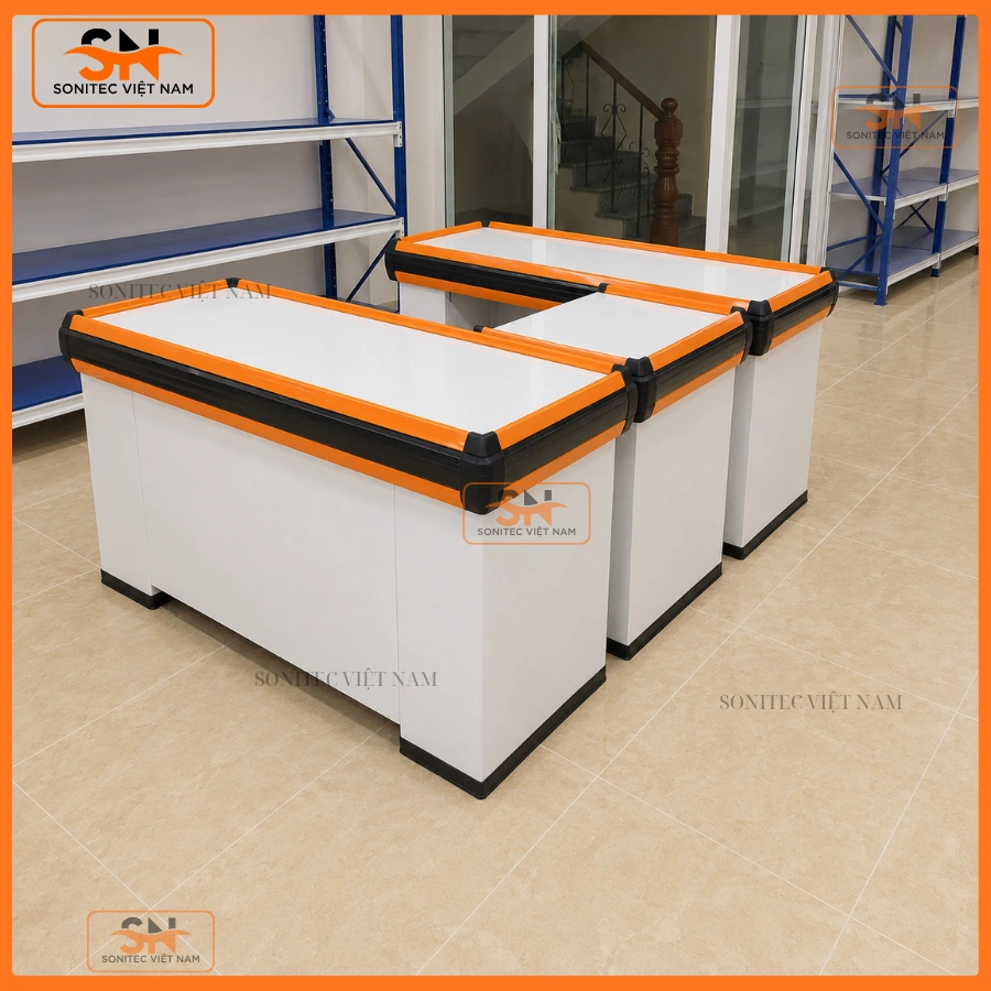 Bàn thu ngân siêu thị mini bền, đẹp
