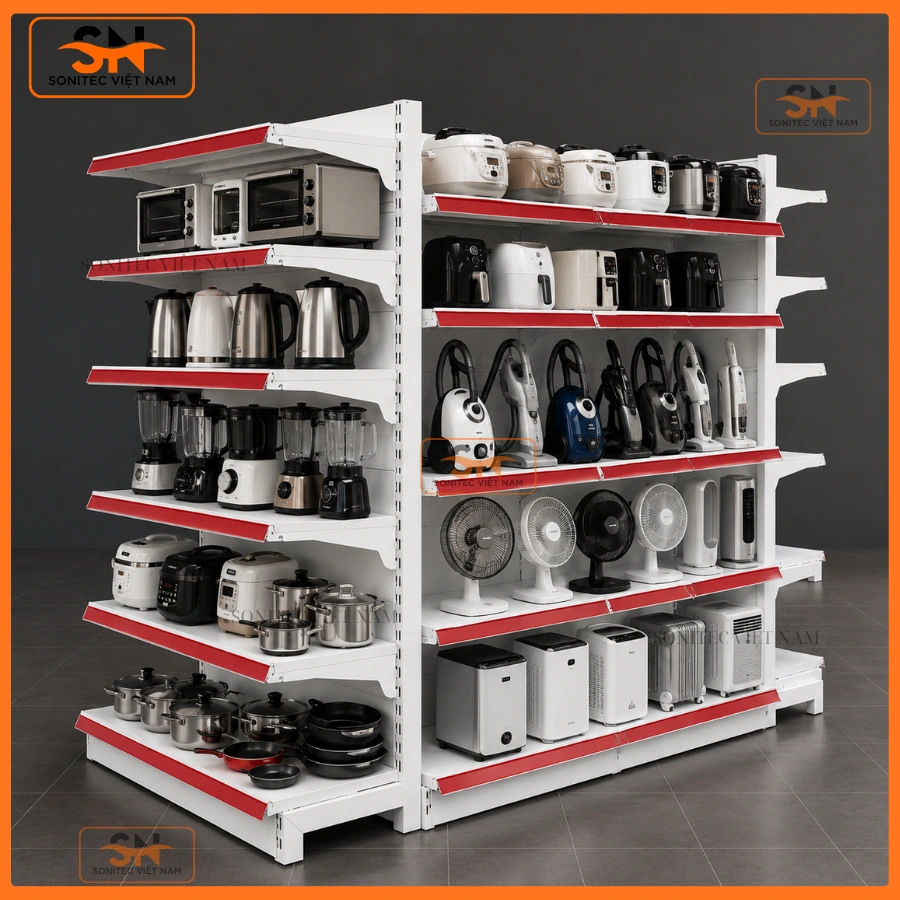 Kệ gia dụng bếp cho showroom tiện lợi