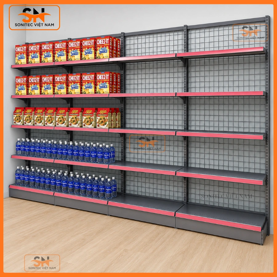 Kệ siêu thị giá rẻ Hà Nội lưng lưới