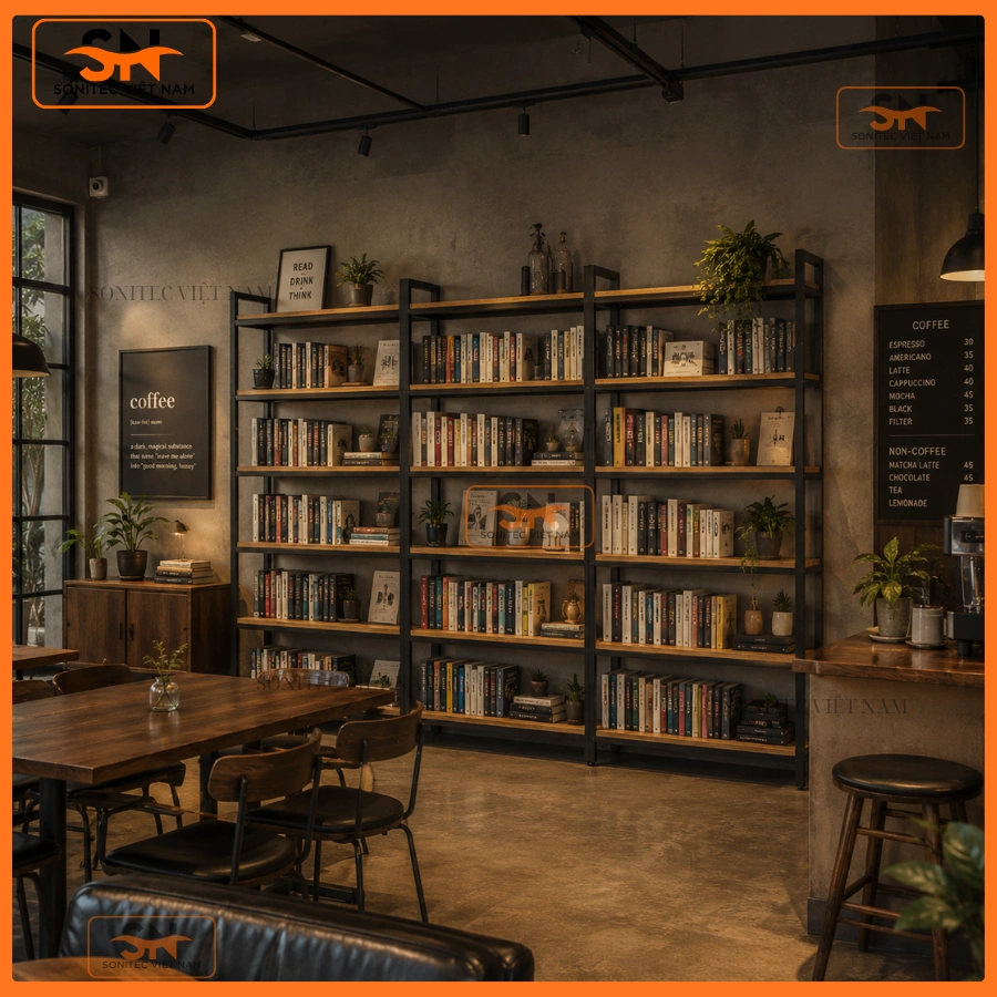 Kệ trang trí quán cafe