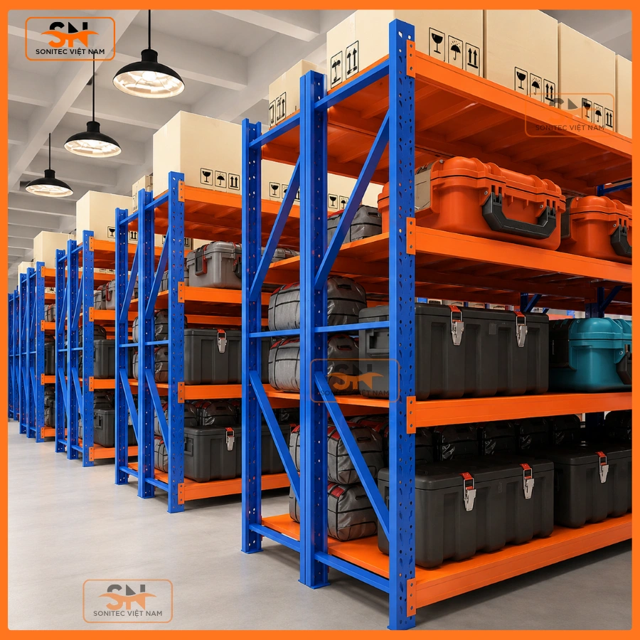 Kệ trung tải cửa hàng kim khí bền, đẹp