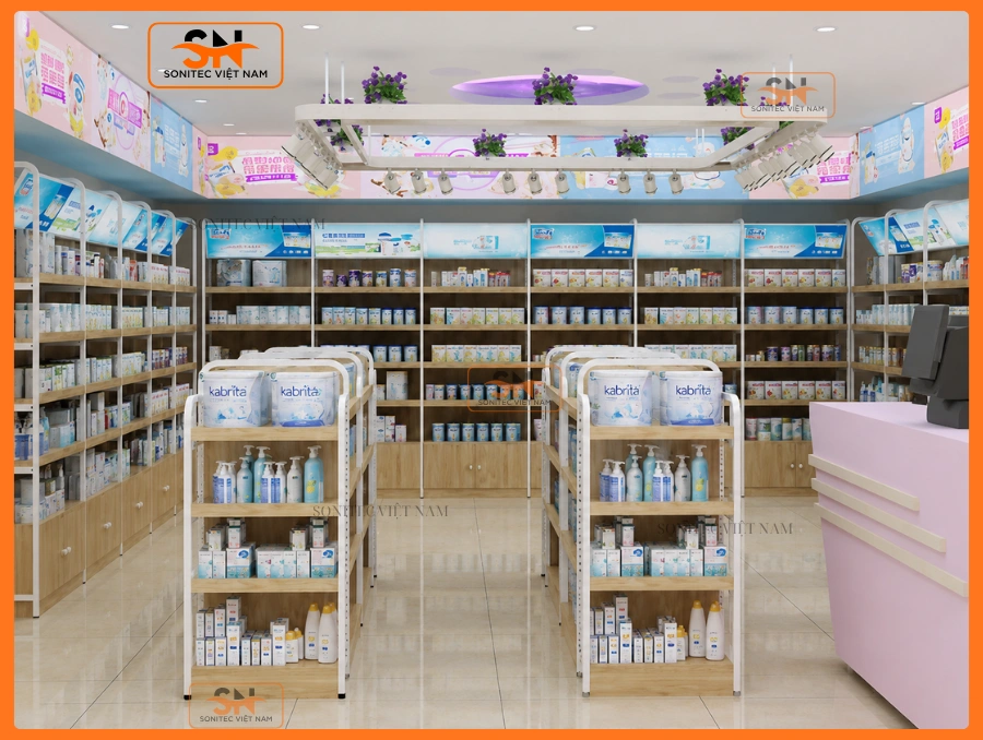 Mẫu quầy kệ mẹ và bé Sonitec