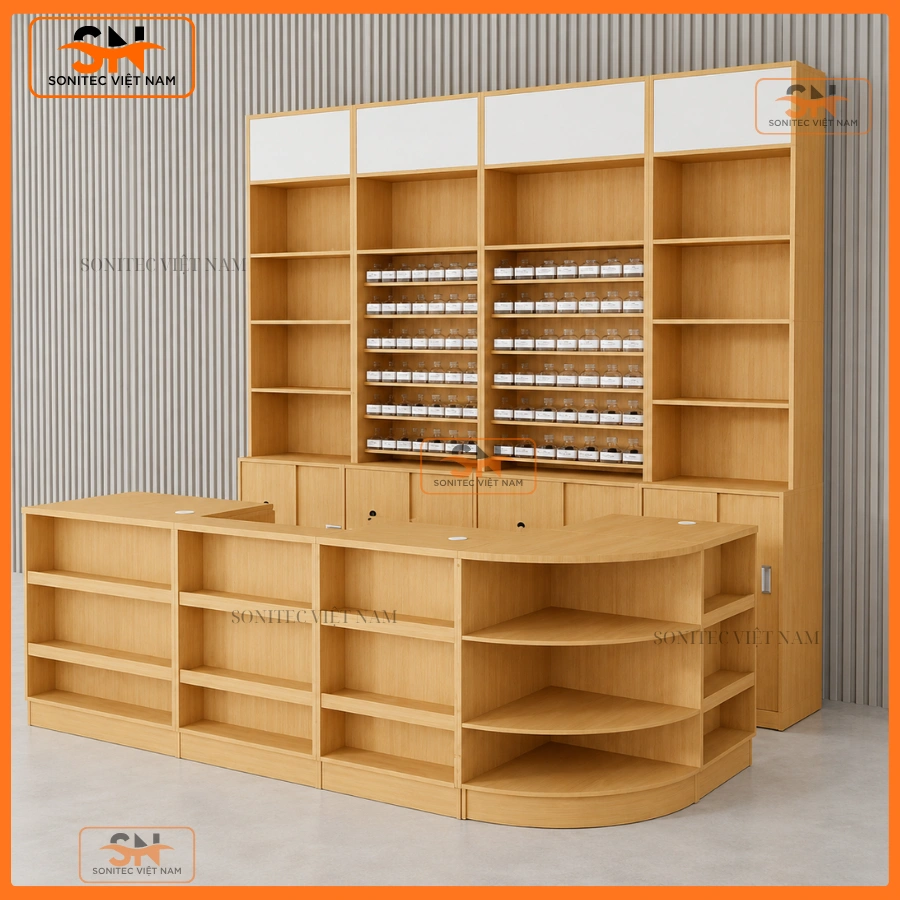 Mẫu quầy thu ngân gỗ đa mẫu mã, giá tốt