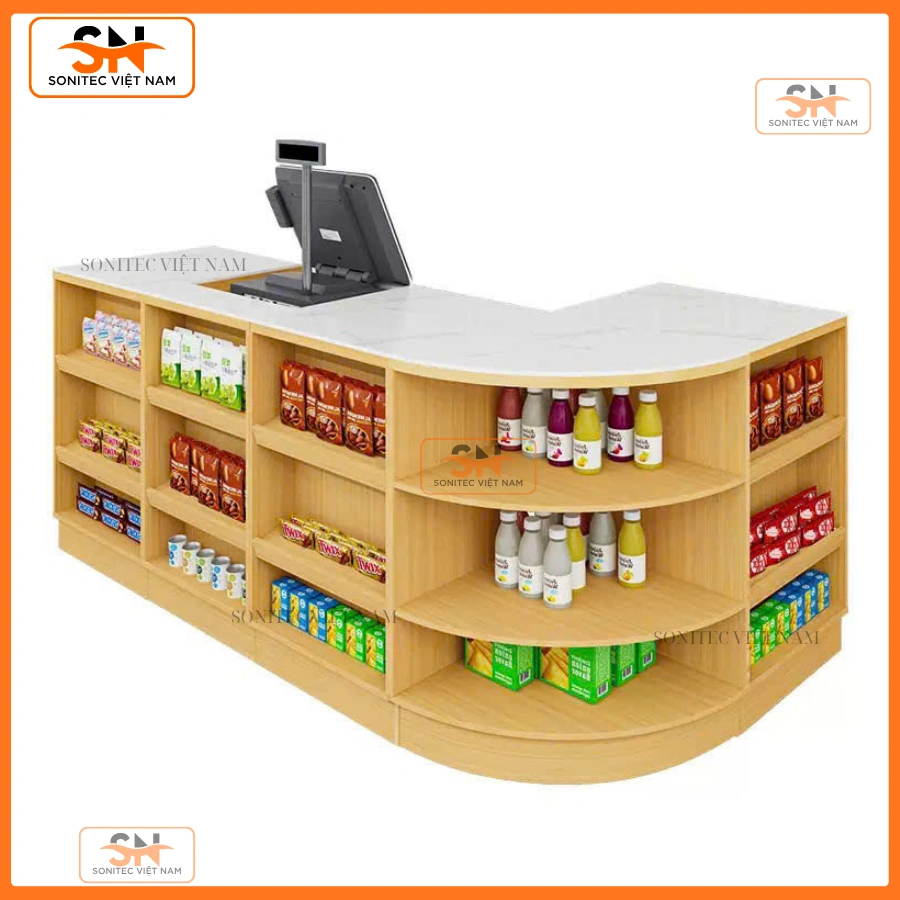 Mẫu quầy thu ngân gỗ đẹp, bền bỉ