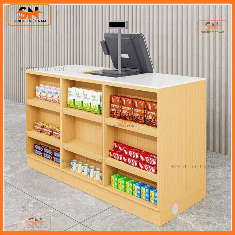 Mẫu quầy thu ngân gỗ đẹp, bền