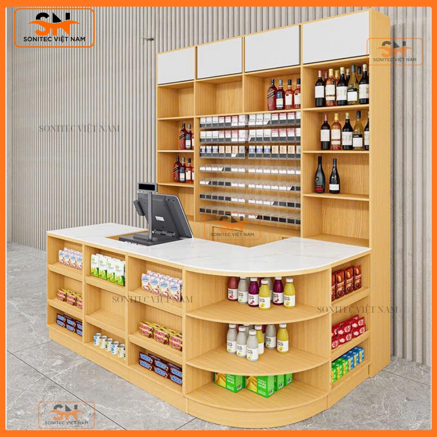 50 mẫu quầy thu ngân gỗ đẹp, đáng mua cho các shop