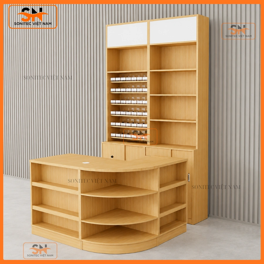 Mẫu quầy thu ngân gỗ bền bỉ