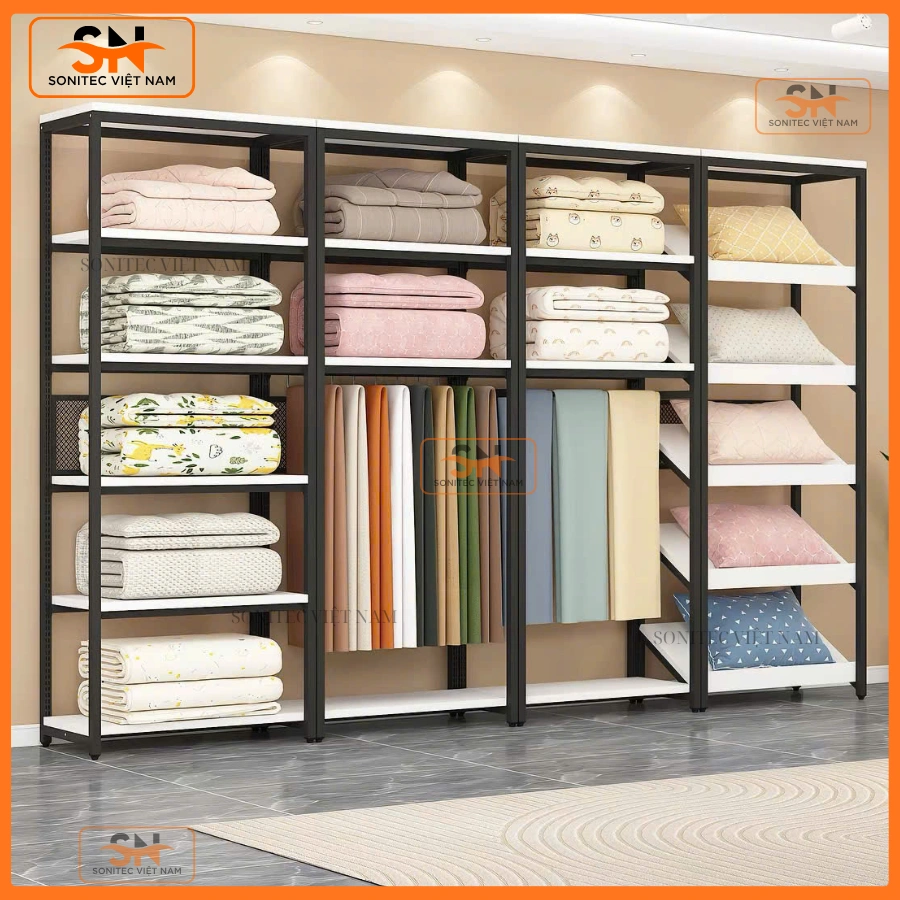Thiết kế giá kệ chăn ga gối đẹp