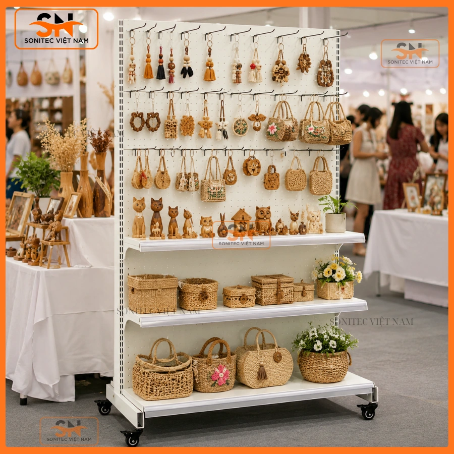 Kệ triển lãm có bánh xe