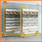 Giá kệ trưng cuộn vải cho showroom