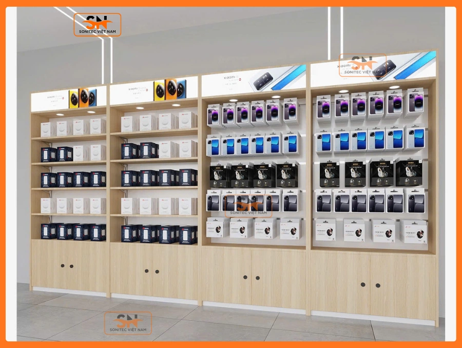 Kệ treo phụ kiện điện thoại có tủ