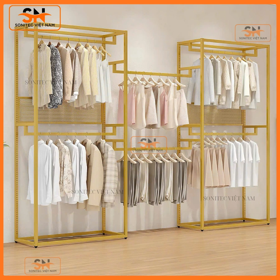 Kệ tủ quần áo trưng bày showroom hút khách mua sắm