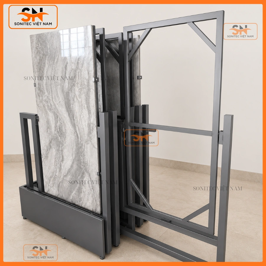 Mẫu kệ sắt trưng bày gạch chắc chắn