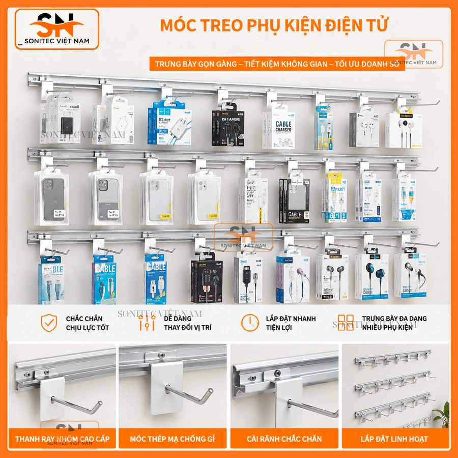 Móc treo đồ phụ kiện điện tử bền, rẻ