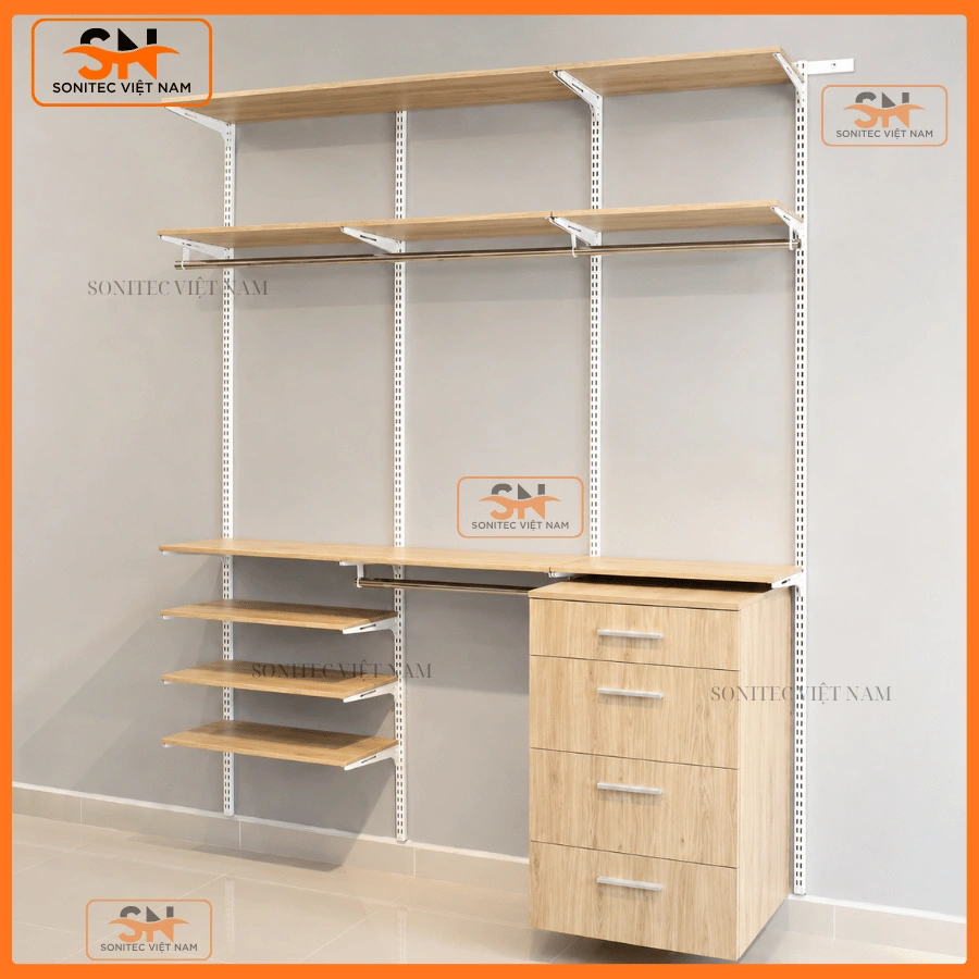 Ứng dụng thanh ray trong thiết kế kệ gắn tường