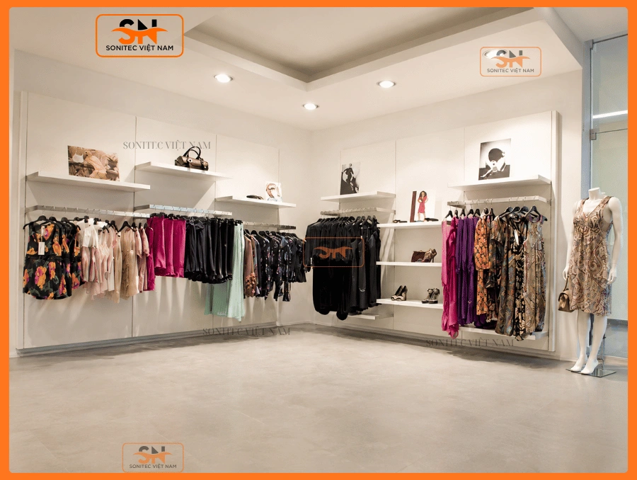 Ứng dụng thanh ray trong thiết kế giá kệ shop