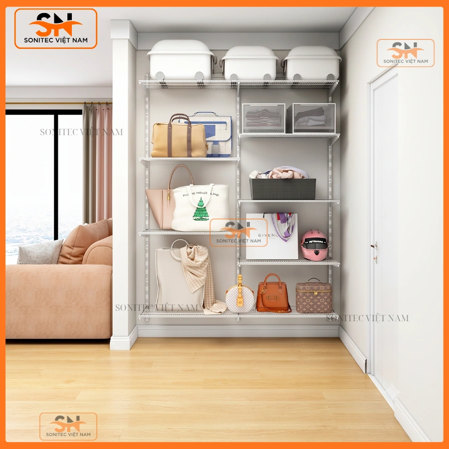 Bộ kệ thanh ray gắn tường treo quần áo Sonitec