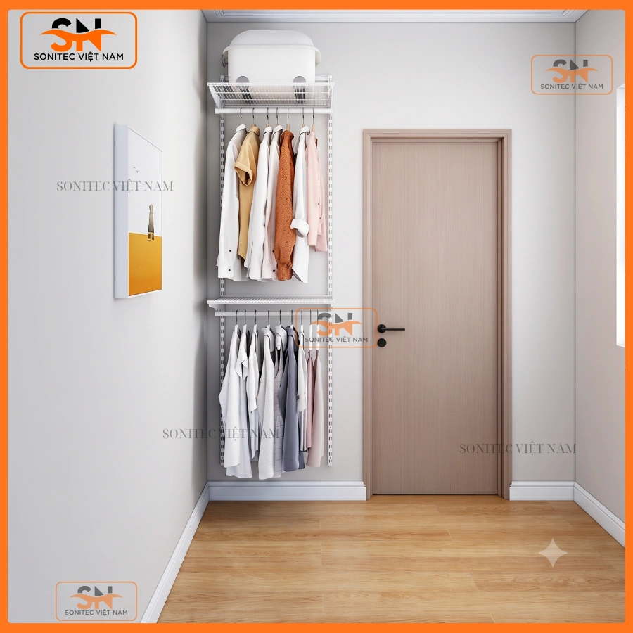 Bộ kệ thanh ray gắn tường treo quần áo giá tốt