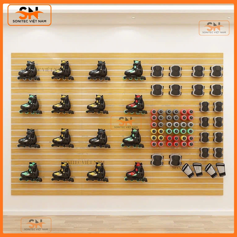 Các loại tấm Slatwall gỗ cho shop